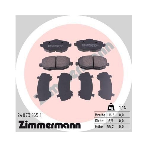 ZIMMERMANN Bremsbelagsatz, Scheibenbremse 24073.165.1