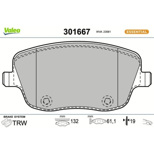 VALEO Bremsbelagsatz, Scheibenbremse ESSENTIAL 301667