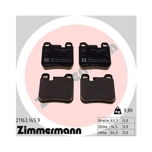 ZIMMERMANN Bremsbelagsatz, Scheibenbremse pb:z 21163.145.9
