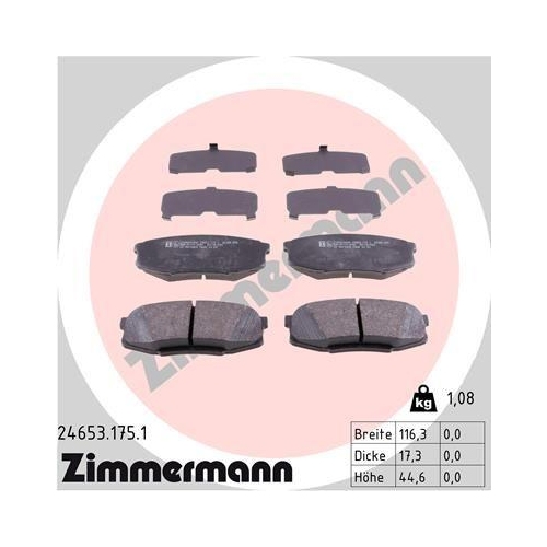ZIMMERMANN Bremsbelagsatz, Scheibenbremse 24653.175.1