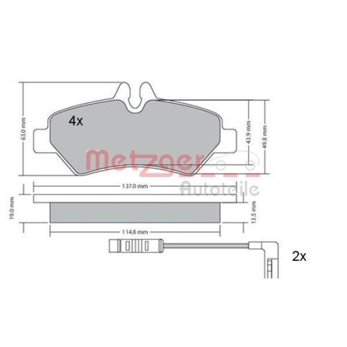 METZGER AUTOTEILE Bremsbelagsatz, Scheibenbremse 1170037