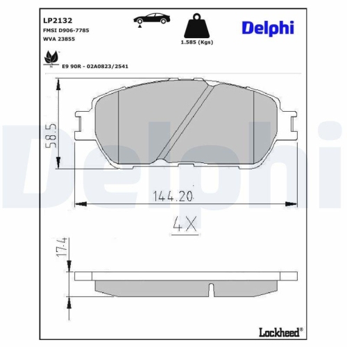 DELPHI Bremsbelagsatz, Scheibenbremse LP2132