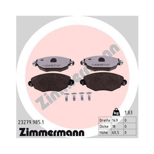 ZIMMERMANN Bremsbelagsatz, Scheibenbremse rd:z 23279.985.1