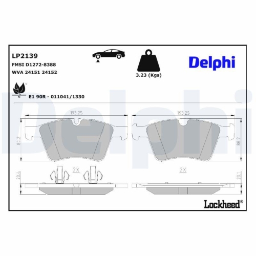 DELPHI Bremsbelagsatz, Scheibenbremse LP2139