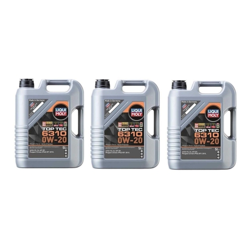 Motoröl Motorenöl Top Tec 6310 0W-20 Liqui Moly 15 Liter Kanister PSA B71 2010