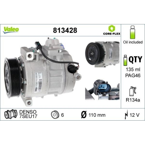 VALEO Kompressor, Klimaanlage VALEO CORE-FLEX 813428