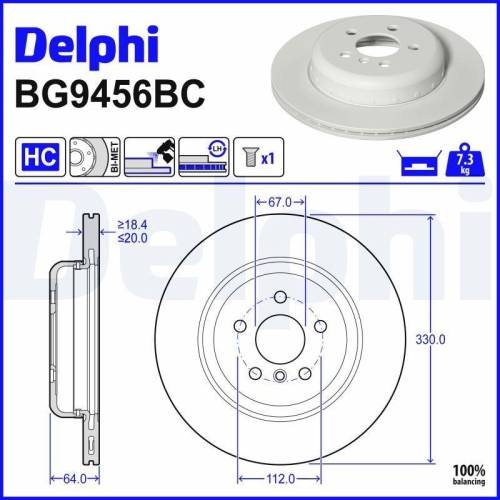 DELPHI Bremsscheibe BG9456BC