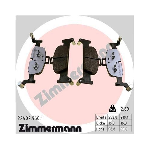 ZIMMERMANN Bremsbelagsatz, Scheibenbremse rd:z 22402.960.1