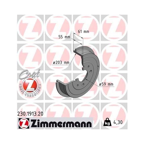 ZIMMERMANN Bremstrommel COAT Z 230.1913.20