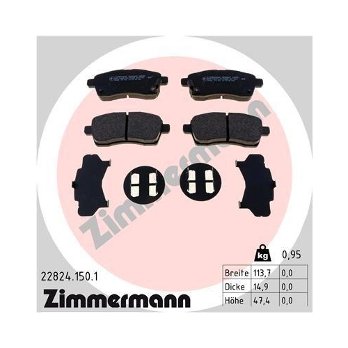 ZIMMERMANN Bremsbelagsatz, Scheibenbremse 22824.150.1