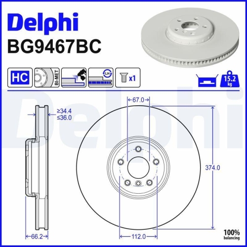 DELPHI Bremsscheibe BG9467BC