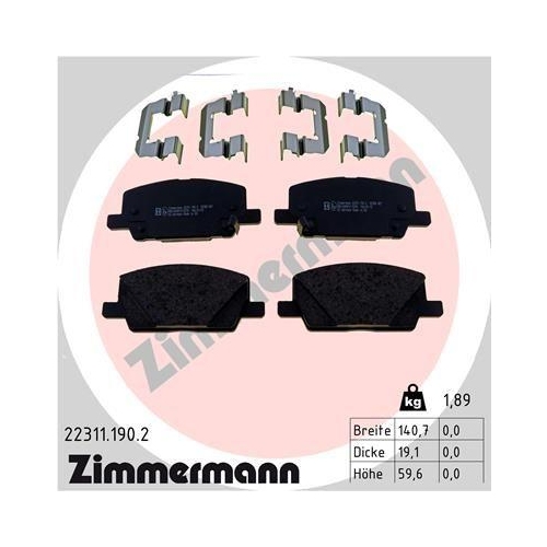 ZIMMERMANN Bremsbelagsatz, Scheibenbremse 22311.190.2