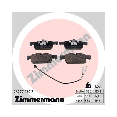 ZIMMERMANN Bremsbelagsatz, Scheibenbremse 25222.170.2
