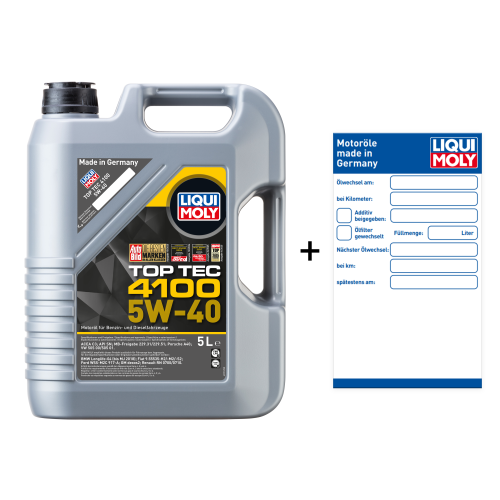 Liqui Moly Motor&ouml;l Top Tec 4100, 5W-40, 5-Liter Kanister - Art.Nr. 3701+&Ouml;lzettel