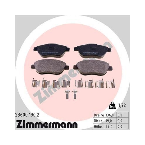 ZIMMERMANN Bremsbelagsatz, Scheibenbremse 23600.190.2