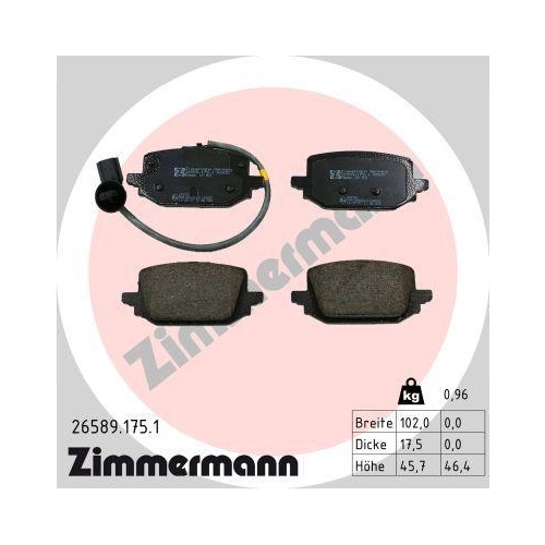 ZIMMERMANN Bremsbelagsatz, Scheibenbremse 26589.175.1