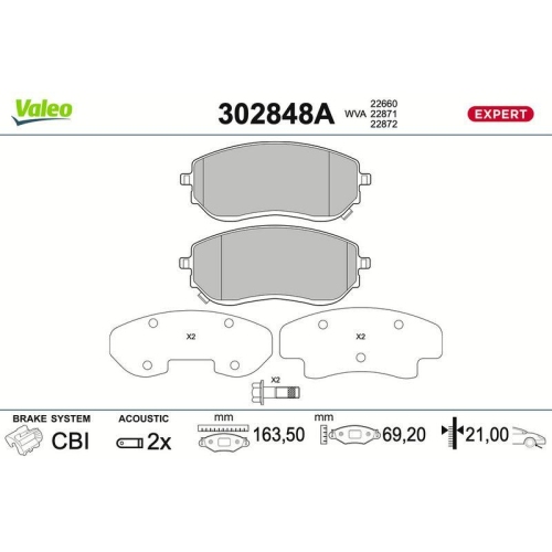 VALEO Bremsbelagsatz, Scheibenbremse EXPERT 302848A