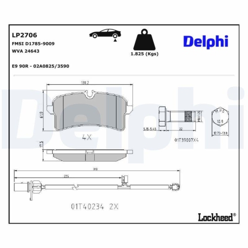 DELPHI Bremsbelagsatz, Scheibenbremse LP2706