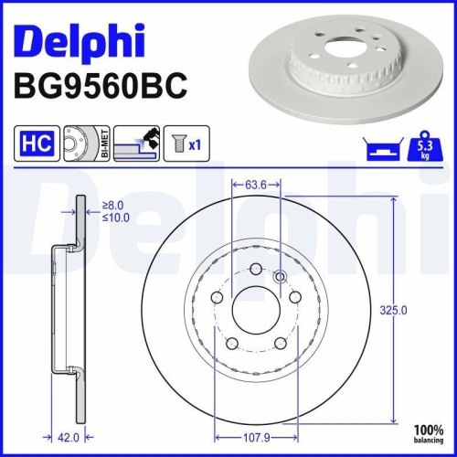 DELPHI Bremsscheibe BG9560BC