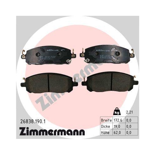 ZIMMERMANN Bremsbelagsatz, Scheibenbremse 26838.190.1