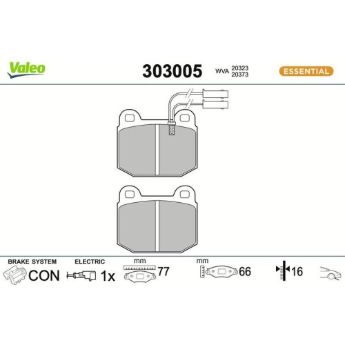 VALEO Bremsbelagsatz, Scheibenbremse ESSENTIAL 303005