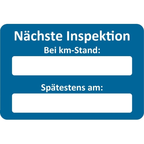 250 Kundendienst-Aufkleber 60 x 40 mm, Text N&auml;chste Inspektion bei , Werkstatt