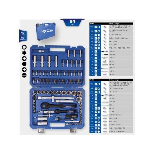 Steckschl&uuml;ssel-Satz, 94-tlg, 1/4 Zoll, 1/2 Zoll BRILLIANT TOOLS BT023094