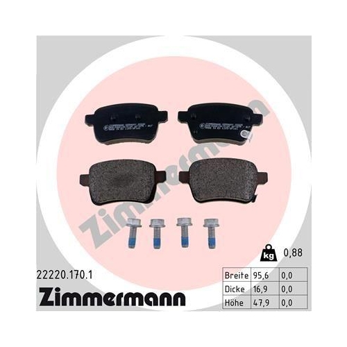 ZIMMERMANN Bremsbelagsatz, Scheibenbremse 22220.170.1