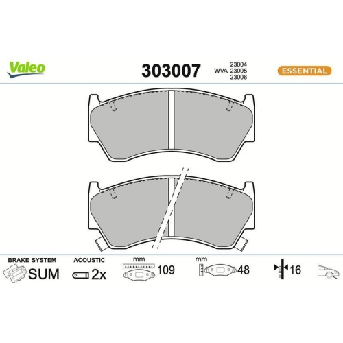 VALEO Bremsbelagsatz, Scheibenbremse ESSENTIAL 303007
