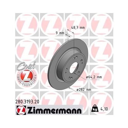 ZIMMERMANN Bremsscheibe COAT Z 280.3193.20