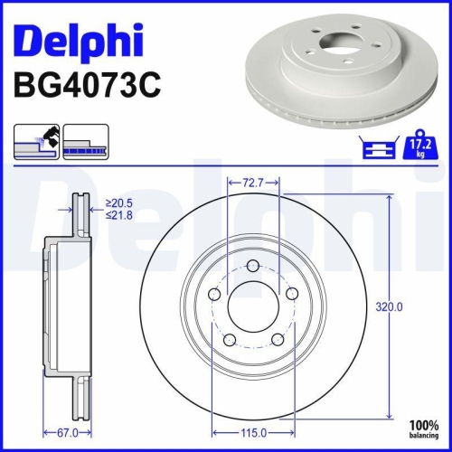 DELPHI Bremsscheibe BG4073C