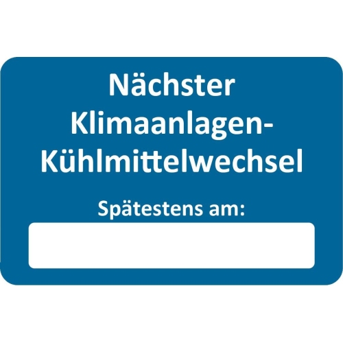 250 Kundendienst-Aufkleber 60x40mm, Text N&auml;chster Klimaanlagen-K&uuml;hlmittelwechsel
