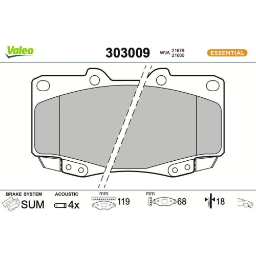 VALEO Bremsbelagsatz, Scheibenbremse ESSENTIAL 303009