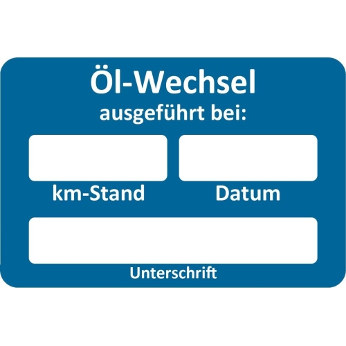 250 Kundendienst-Aufkleber 60 x 40 mm, Text &Ouml;lwechsel ausgef&uuml;hrt EICHNER