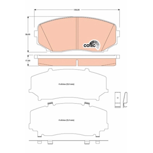 TRW Bremsbelagsatz, Scheibenbremse COTEC GDB3471