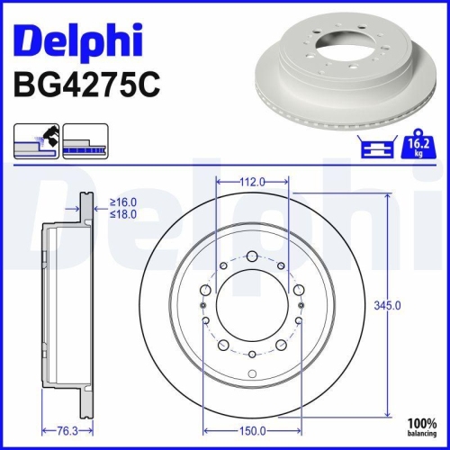 DELPHI Bremsscheibe BG4275C