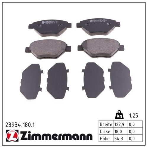 ZIMMERMANN Bremsbelagsatz, Scheibenbremse 23934.180.1