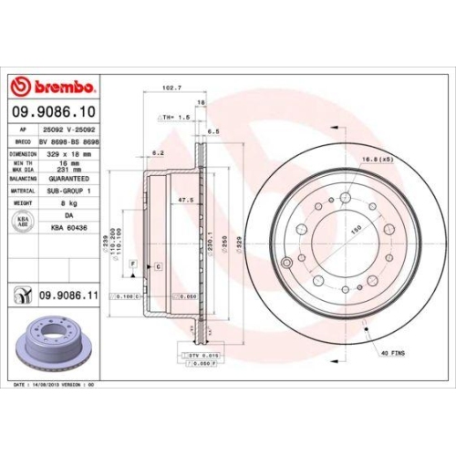 BREMBO Bremsscheibe PRIME LINE - UV Coated 09.9086.11