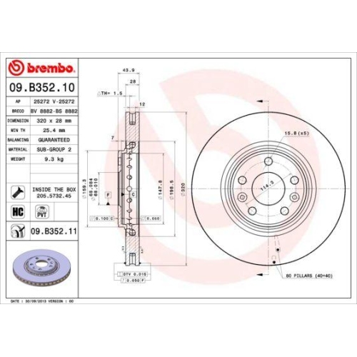 BREMBO Bremsscheibe PRIME LINE - UV Coated 09.B352.11