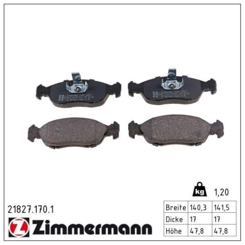 ZIMMERMANN Bremsbelagsatz, Scheibenbremse 21827.170.1