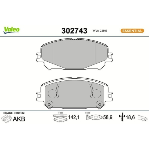VALEO Bremsbelagsatz, Scheibenbremse ESSENTIAL 302743