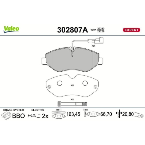 VALEO Bremsbelagsatz, Scheibenbremse EXPERT 302807A