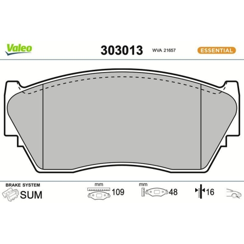 VALEO Bremsbelagsatz, Scheibenbremse ESSENTIAL 303013