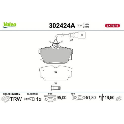 VALEO Bremsbelagsatz, Scheibenbremse EXPERT 302424A