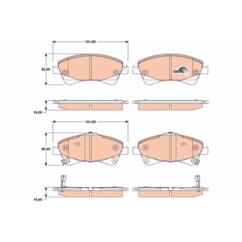 TRW Bremsbelagsatz, Scheibenbremse COTEC GDB3479