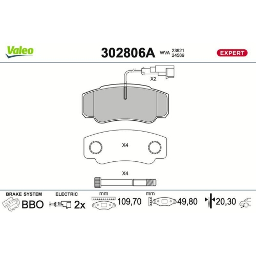 VALEO Bremsbelagsatz, Scheibenbremse EXPERT 302806A