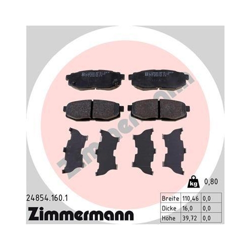 ZIMMERMANN Bremsbelagsatz, Scheibenbremse 24854.160.1
