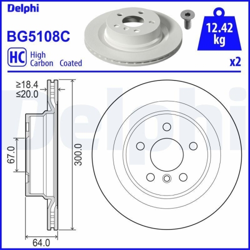DELPHI Bremsscheibe BG5108C
