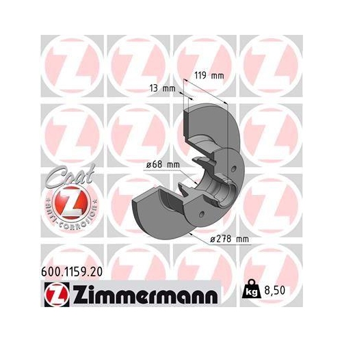 ZIMMERMANN Bremsscheibe COAT Z 600.1159.20