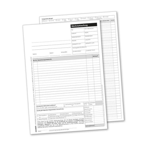 500 Werkstatt-Arbeitskarten Erfassung von Auftr&auml;gen, Wei&szlig; DIN A4 EICHNER